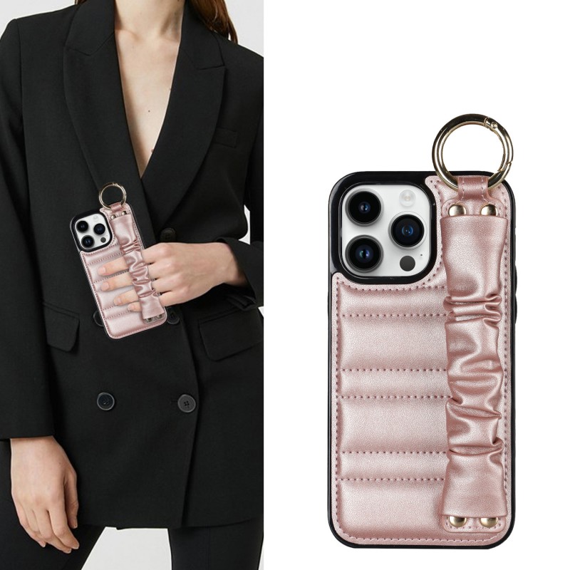 Phone Case with Wrist Strap and Leather Protective Cover